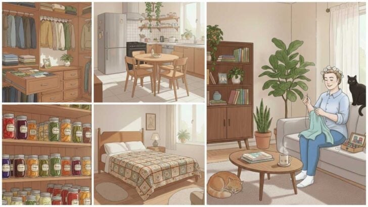 Collage of Empress of Dirt and tidy, organized rooms in a house.