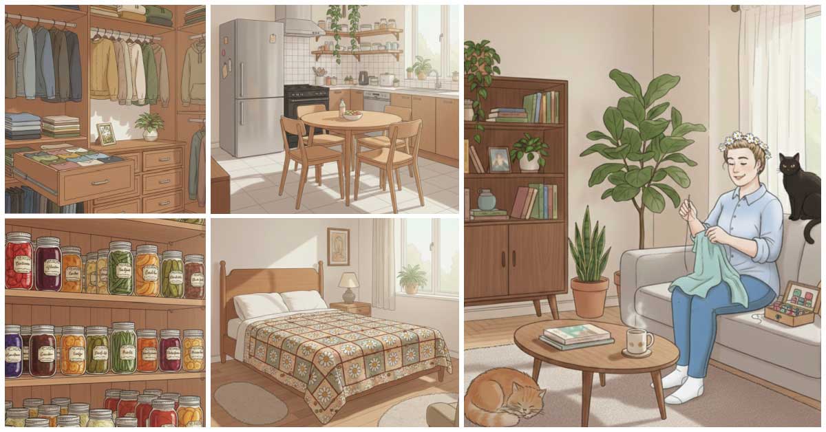 Collage of Empress of Dirt and tidy, organized rooms in a house.