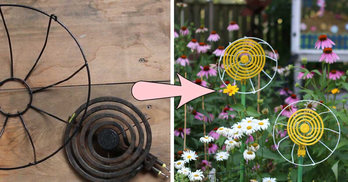 Collage showing stove element and flowers made from them.