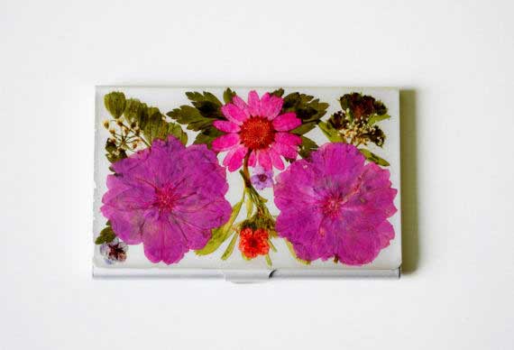 Pressed Flower Business Card Holder - FloralCover Etsy Shop.