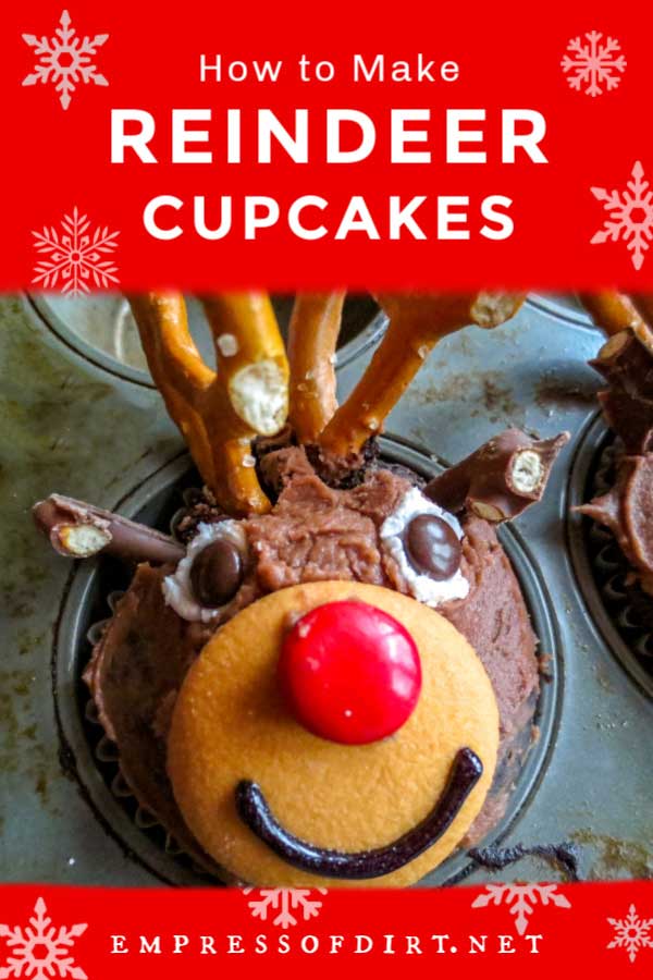 Rudolph the Red Nosed Reindeer chocolate Christmas cupcake.