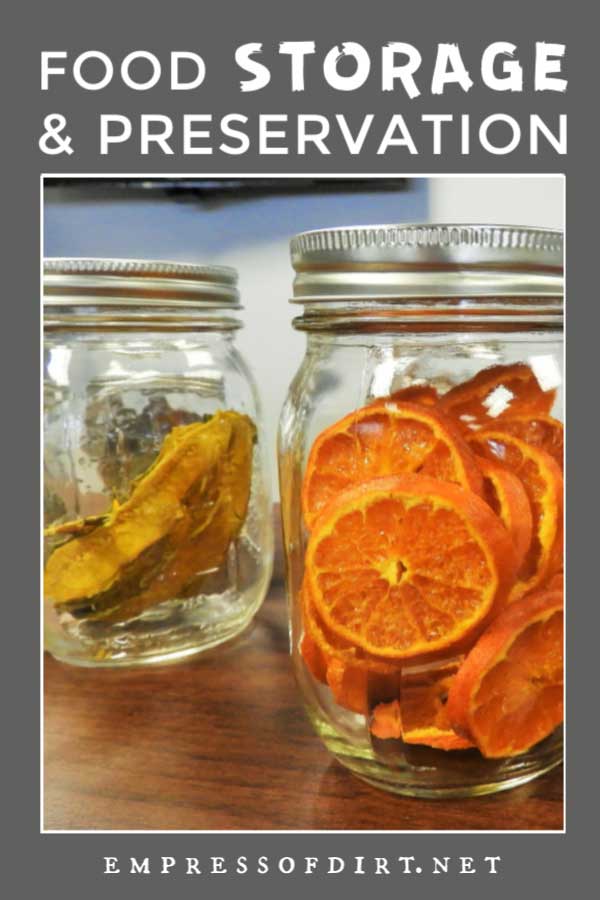 Preserved fruit in mason jars.