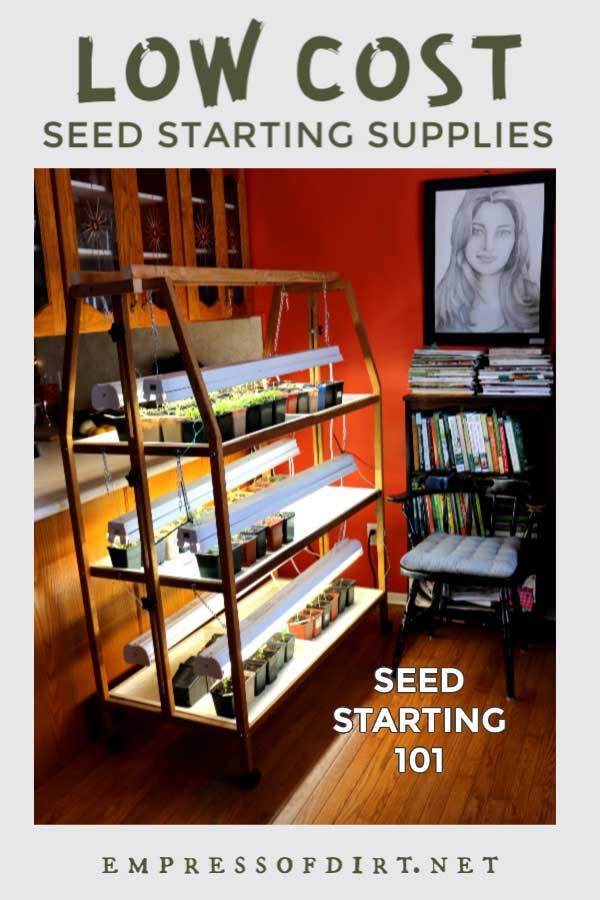 Best Low-Cost Indoor Seed Starting Supplies Shelves with grow lights for indoor seed starting.