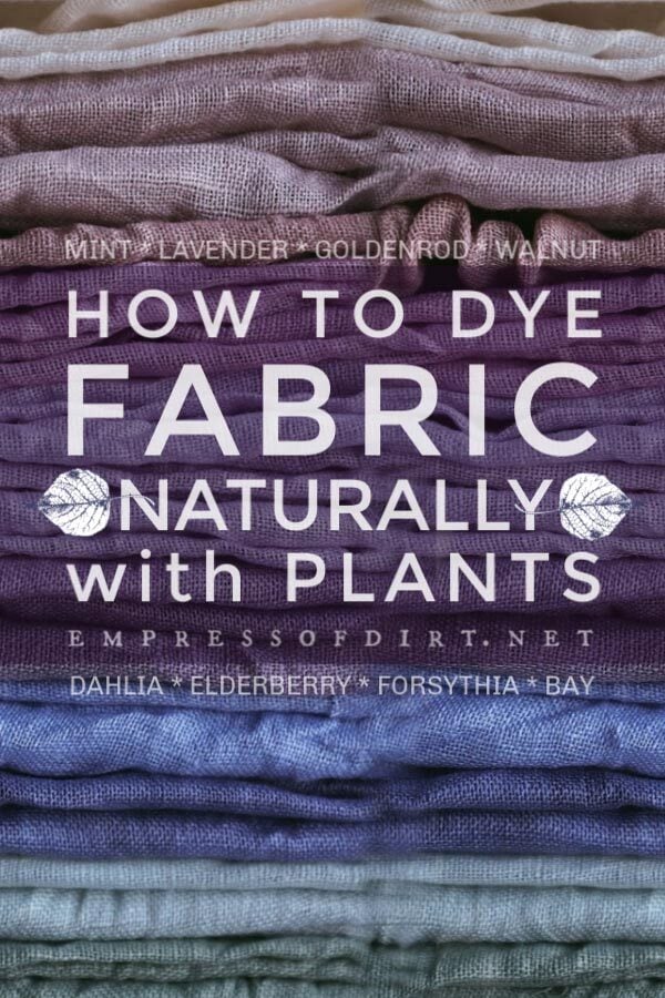 A stack of fabrics in blues, purples, and pinks dyed naturally with plants.