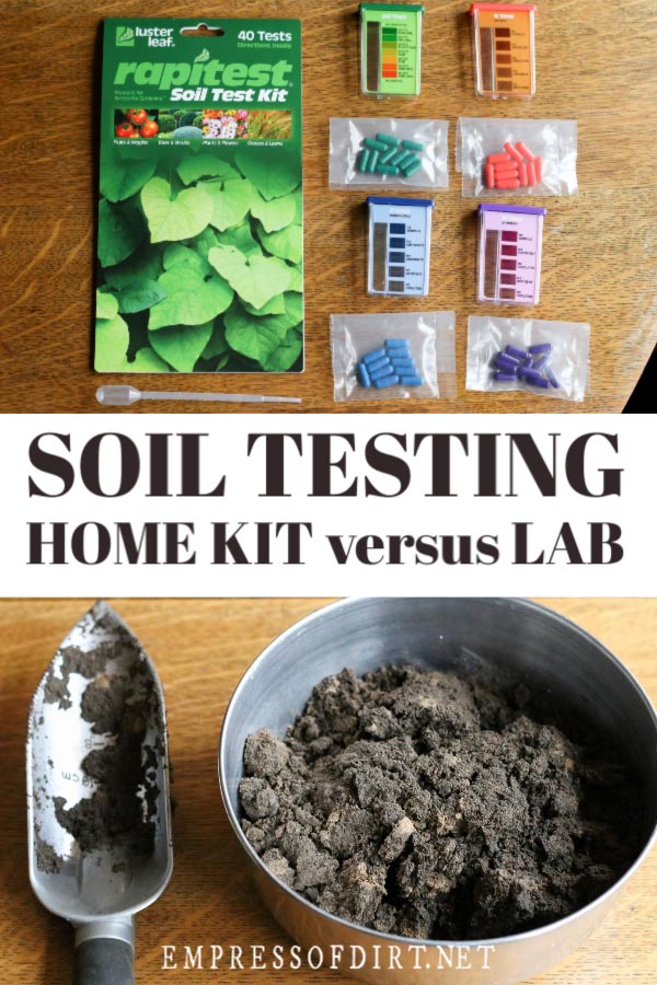 A home soil testing kit and soil sample.