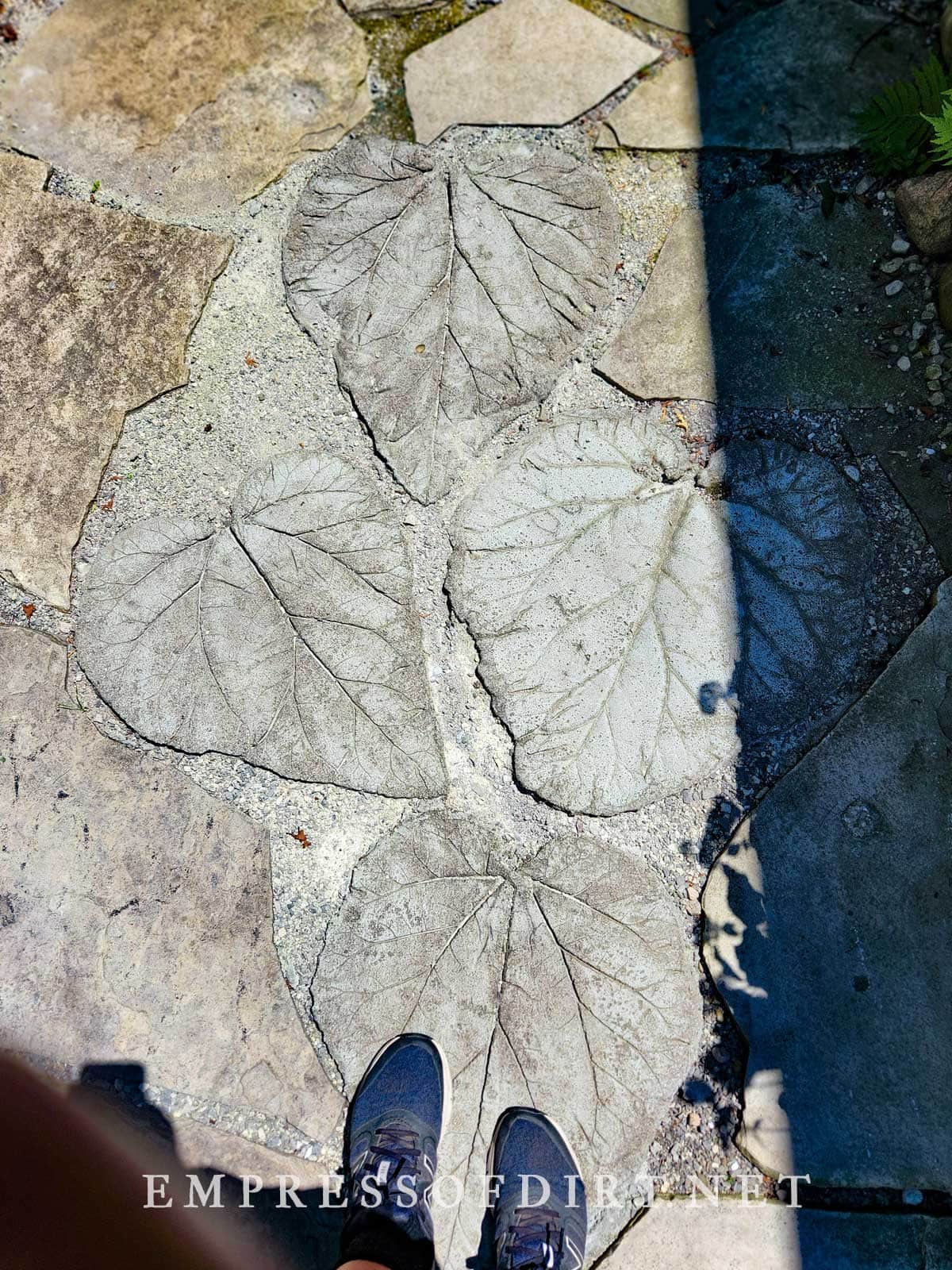 Garden path of hypertufa leaves