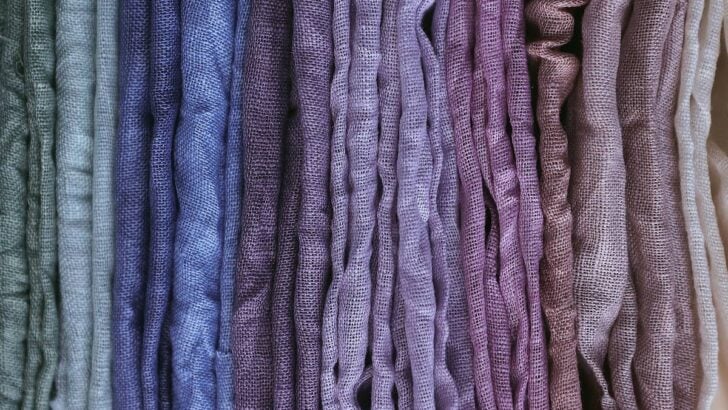 Samples of plant-dyed fabrics.