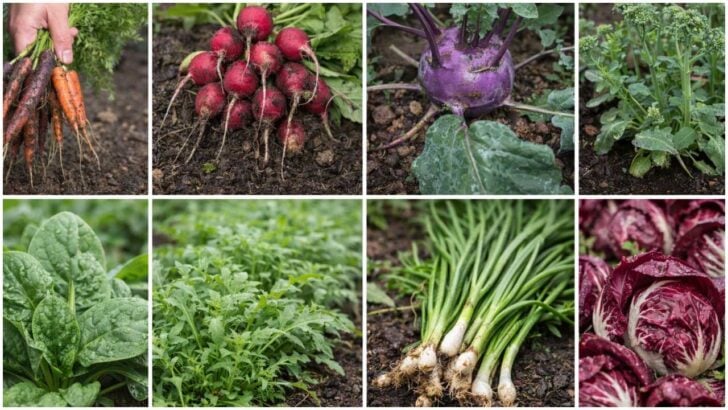 Examples of fast-growing cool-tolerant vegetables including carrots, radishes, and spinach.