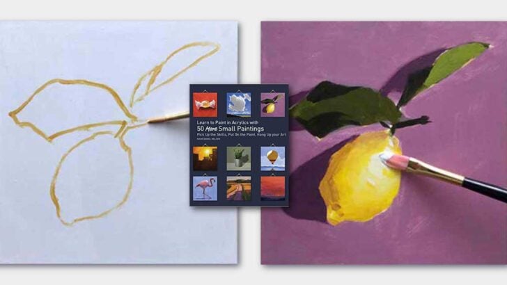 Hand painting a picture of a lemon.