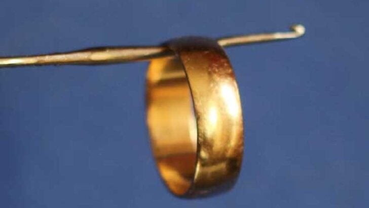 Wedding ring on a hook.