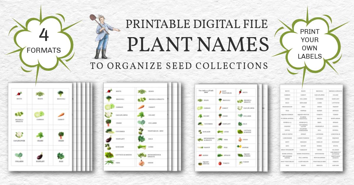 Printable Plant Name Label Files For Organizing Seeds More 