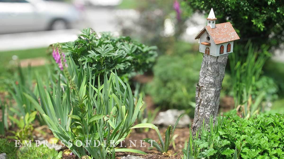 Birdhouse on tree stump