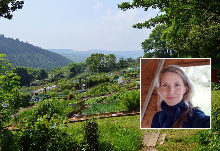 Tanya Anderson of Lovely Greens and her allotment garden.